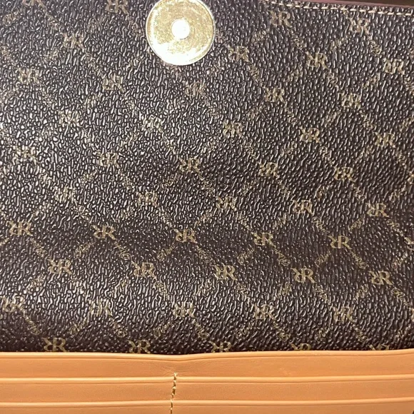 Rioni Brown and Tan Clutch with Gold Detail - Picture 5 of 6